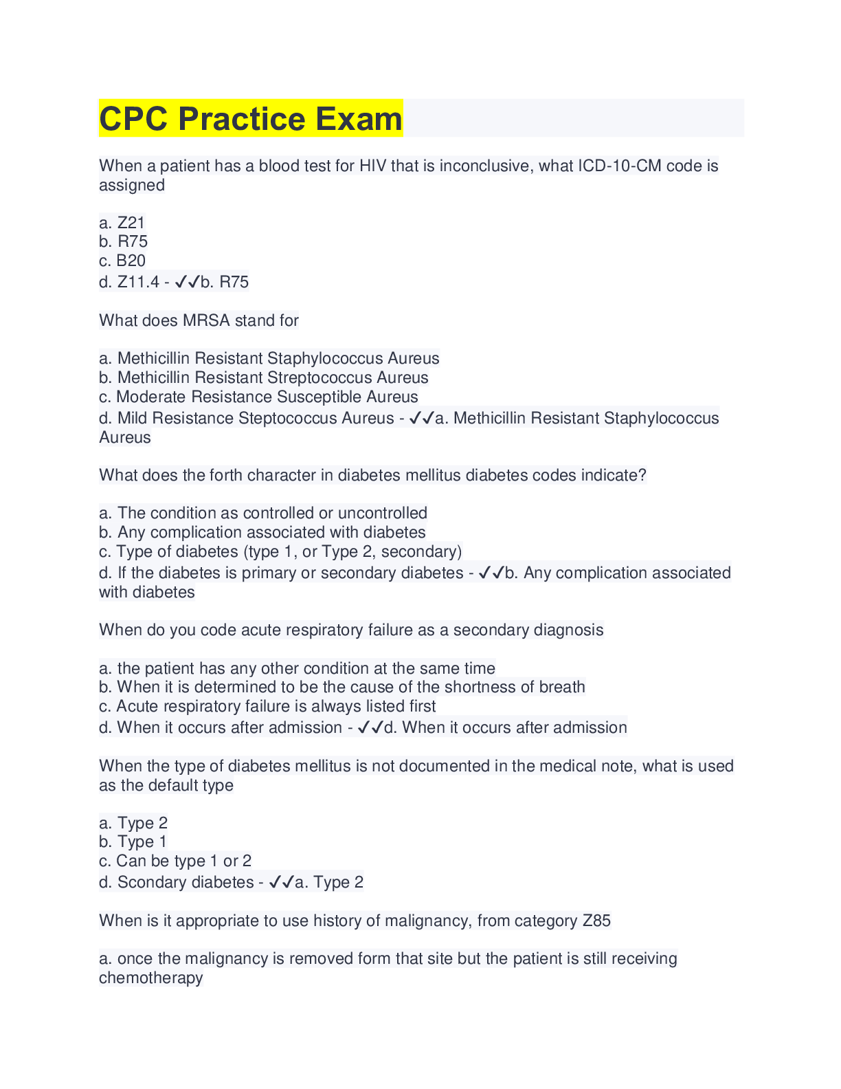 Preview image for CPC Practice Exam(questions&answers)